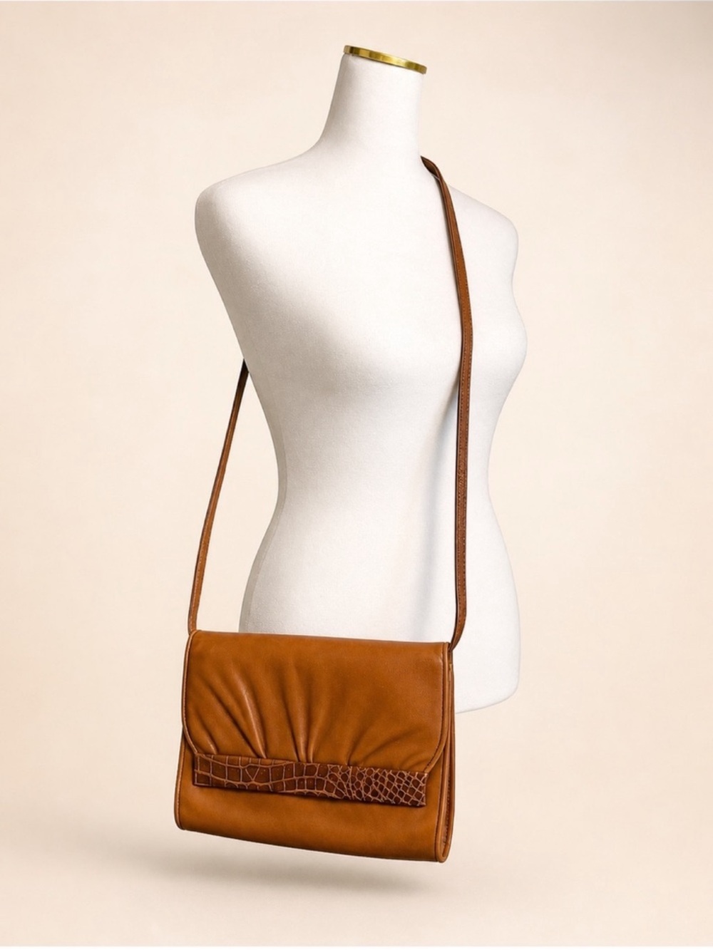 Gucci Vintage Cognac Leather Convertible Shoulder Bag Clutch - Picture 2 of 12